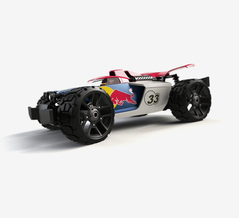 A side view of the Carrera Redbull toy car