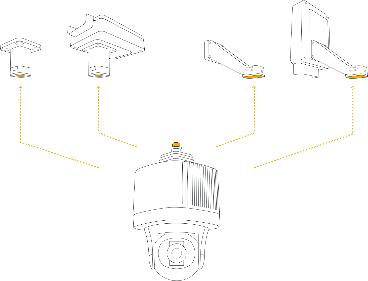 Eine Illustration zeigt die Flexiblität der Komponenten der Panomera Kamerafamilie.