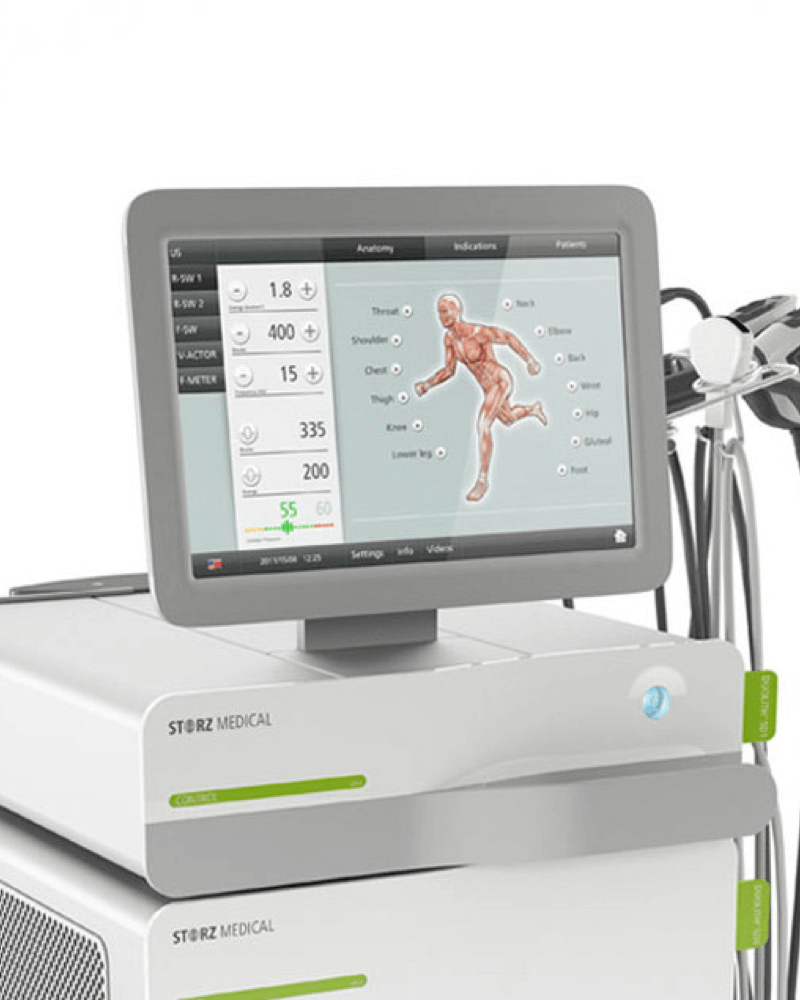 A close-up of the user interface of the Storz Medical Duolith SD1 ultra
